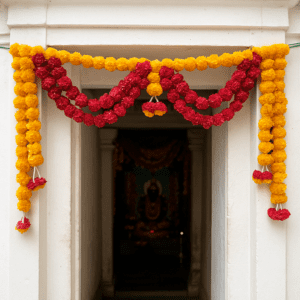 ChatGPT Image Aug 19, 2025, 01_12_58 AM Artificial Marigold Flower Toran for Door Decoration – Yellow & Red Festive Garland for Home & Temple