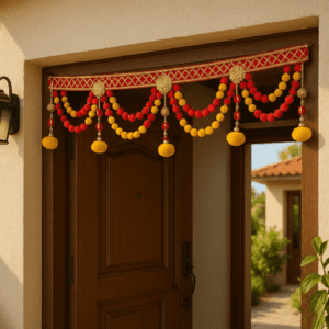 Gemini_Generated_Image_jx00w2jx00w2jx00-Photoroom Premium Designer Door Toran for Main Entrance – Red & Yellow Festive Hanging Decoration with Beads & Bells