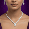 Premium AD Necklace Set with Earrings – Silver Plated American Diamond Jewellery for Women