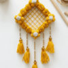 Handmade Wool Wall Hanging with Tassels – Yellow Floral Decorative Home & Festive Décor