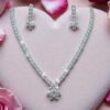 Premium AD Necklace Set with Earrings – Silver Plated American Diamond Jewellery for Women