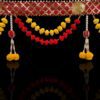 Premium Designer Door Toran for Main Entrance – Red & Yellow Festive Hanging Decoration with Beads & Bells
