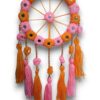 Handcrafted Pink & Orange Floral Wall Hanging with Tassels – Decorative Festive Home Décor