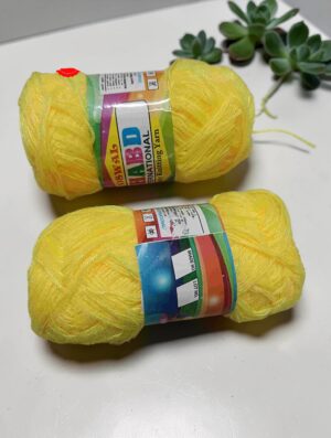 25-5 Yellow 3 Ply Craft Wool – Pack of 2 (100 Gram Each) | Acrylic Yarn for Knitting, Craft & Decoration