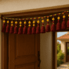 Handcrafted Tassel Door Toran – Red & Yellow Decorative Entrance Hanging for Festive Home Décor