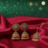 Traditional Gold Finish Jhumka Earrings with Maang Tikka Set – Multicolor Stone Ethnic Imitation Jewellery