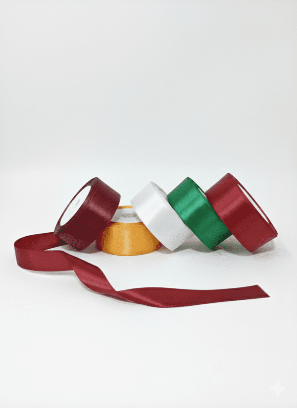 Multicolor Satin Ribbon Roll Set – 1 Inch Width, 10 Meter Each (Pack of 5 Colors) | Craft & Decoration Material