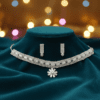 Premium AD Choker Necklace Set with Earrings – Silver Plated American Diamond Party Wear Jewellery
