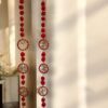 Traditional Door Latkan (Pair of 2)– Red Pom Pom Hanging with Golden Bell for Main Entrance Decoration