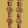 Traditional Door Latkan (Pair of 2)– Red Pom Pom Hanging with Golden Bell for Main Entrance Decoration