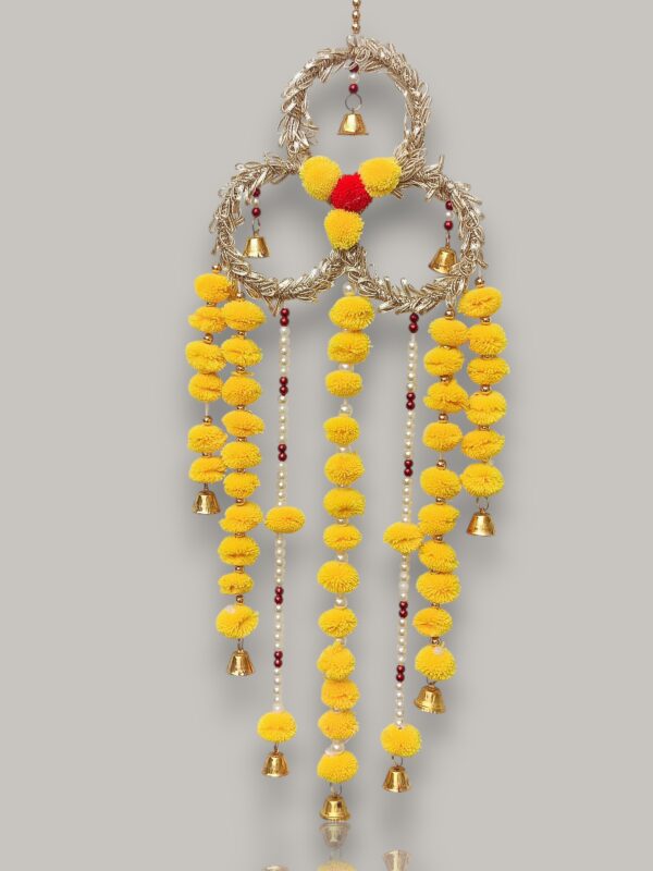 IMG20250708181823-Photoroom (1) Premium Floral Hanging Toran with Bells – Handcrafted Festive Wall Décor (Yellow & Gold)