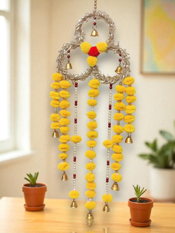 IMG20250708181823-Photoroom Premium Floral Hanging Toran with Bells – Handcrafted Festive Wall Décor (Yellow & Gold)
