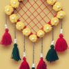 Handcrafted Diamond Shape Floral Wall Hanging with Tassels – Multicolor Festive Home Décor