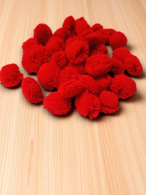 Red Craft Pom Poms – 100 Gram Pack | Soft Pom Poms for DIY Crafts & Decoration